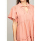 NUVI APPAREL Tiered mini dress with tie