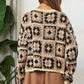 DAVI & DANI Crochet Patchwork Round Neck Pullover Sweater Top