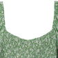 LILOU Green Floral Puffed-sleeves Smocked Top