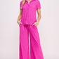 JADE BY JANE Textured Short Sleeves Top & Wide-leg Pants Set