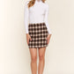 AND THE WHY Full Size Brushed Plaid Mini Skirt