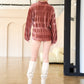 DAVI & DANI Long Sleeve Button Front Loose Fit Shirt Top
