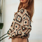 DAVI & DANI Crochet Patchwork Round Neck Pullover Sweater Top