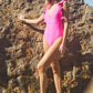 DAVI & DANI Solid Ruffle Sleeve One Piece Swimsuit