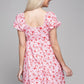 NUVI APPAREL Printed Tie Front Puff Sleeve Dress