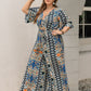 H.R.Z. Plus Size Printed Half Sleeve Wide Leg Jumpsuit
