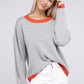 NUVI APPAREL Autumn Contrast Trimmed Striped Pullover Sweater