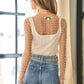 DAVI & DANI Bead and Pearl Embellished Long Sleeves Mesh Top
