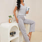 V-Neck Short Sleeve Top and Shorts Lounge Set