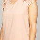 NUVI APPAREL V neck Top with ruffle Shoulder