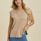 Double Take Full Size Notched Cap Sleeve Knit Top