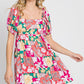 GeeGee Floral Ruff Sleeve Mini Dress