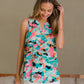 SEW IN LOVE Wrinkle-Free Floral Notched Tank