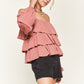 JADE by JANE Plus-size Tiered Flounce Designed Top JJT5023P
