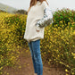 DAVI & DANI Sequin Sleeve Sweater Knit Tunic Top