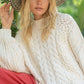 POL Cream Mock Neck Cable Knit Sweater