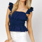 DAVI & DANI Solid Square Neck Ruffle Top