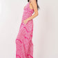 VERY J Printed Pleated Sleeveless Wide Leg Jumpsuit