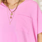 ZENANA Candy Pink Textured Casual Short Sleeve Top