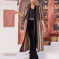 Striped Open Front Long Sleeve Maxi Autumn Cardigan