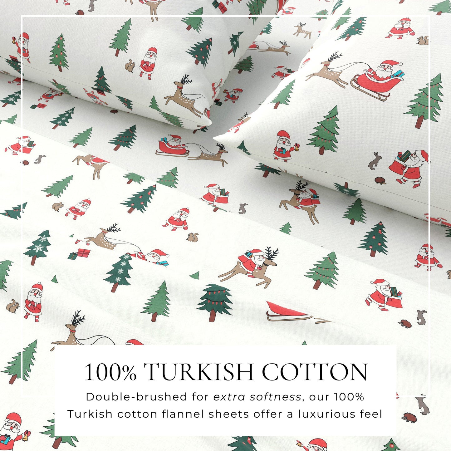 4-Piece Turkish Cotton Christmas Flannel Sheet - Whittaker Collection