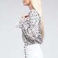 NUVI APPAREL Frill Trim Notched Neckline Blouse