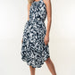 WHITE BIRCH Tied Ruched Floral Sleeveless Knee Length Dress