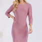 CELESTE Mauve Full Size Round Neck Long Sleeve Slim Dress