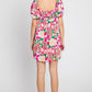 GeeGee Floral Ruff Sleeve Mini Dress
