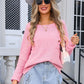 Angel Wings Decor Button Drop Shoulder Knit Top