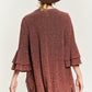 JADE by JANE Women's Red Kimono Glitter Cardigan with Bell Sleeve