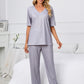 X.Y.M. Printed V-Neck Top and Pants Pajamas Set