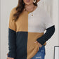 SYNZ Plus Size Color Block Round Neck Sweater