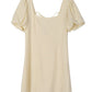 LILOU Elegant Bright Yellow Mini Brunch Dress with Back Strap