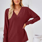 V-Neck Long Sleeve Blouse