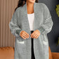 SYNZ Women's Plus Size Open Front Longline Winter Cardigan with Pockets