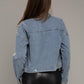 NUVI APPAREL Leopard Patchwork Denim Jacket