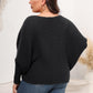 Full Size Boat Neck Batwing Sleeve Sweater-up to 3XL