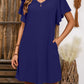 Navy Blue V-Neck Flutter Sleeve Mini Dress