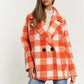 DAVI & DANI Fuzzy Boucle Textured Double Breasted Coat Jacket