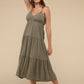 Woven Sweetheart Neckline Tiered Cami Midi Dress