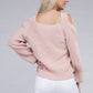 NUVI APPAREL Crossed Open Shoulder Sweater