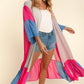 PLUS COLOR BLOCK KIMONO MAXI OPEN CARDIGAN