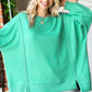 First Love Exposed Seam Round Neck Dropped Shoulder Blouse