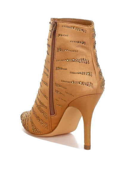RAG & Co. Toget Satin Rhinestone Ankle Party Boots