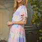 DAVI & DANI Lilac Ombre V-Neckline short Puff Sleeve High-low Maxi Dress