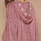 POL Red Bean Paste Cable Knit Hooded Chenille Sweater