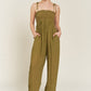 JADE by JANE Plus-size Smocked Tie Strap Jumpsuit with Pocket