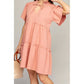 NUVI APPAREL Tiered mini dress with tie
