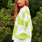 DAVI & DANI Multi Geo Checker Pullover Knit Sweater Top